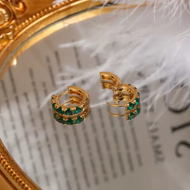 Emerald Glow Hoop Earrings