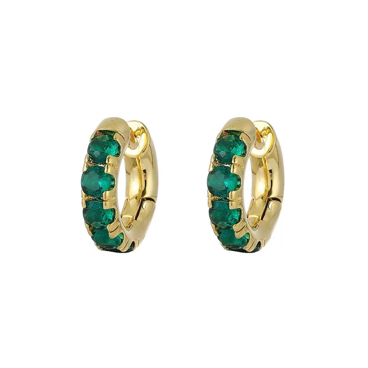 Emerald Glow Hoop Earrings