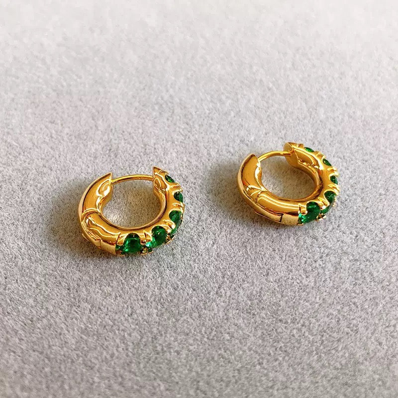 Emerald Glow Hoop Earrings