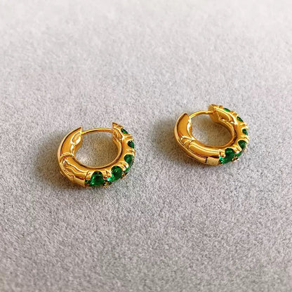 Emerald Glow Hoop Earrings
