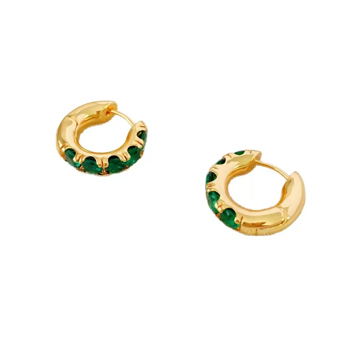 Emerald Glow Hoop Earrings