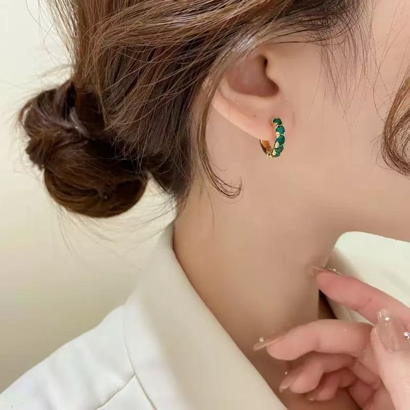 Emerald Glow Hoop Earrings