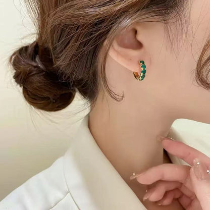 Emerald Glow Hoop Earrings